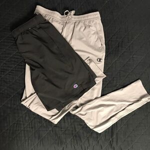 Champion Men's Grey Joggers and Black Shorts